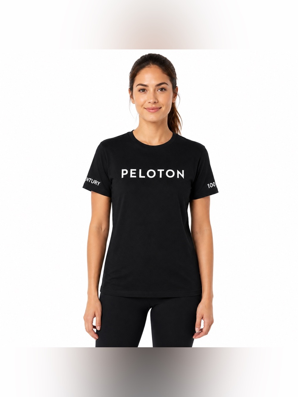 Peloton Century Club 100 Rides Black Logo T-Shirt Size L Cotton